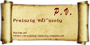 Preiszig Vászoly névjegykártya